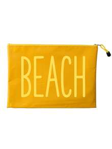 Multi-Color A5 Soccer Ball Texture Beach Bag, Make Up Bag With Color "Beach"Printing, Beach Theme. Large Capacity Cosmetic Bag,Toiletry Bag With Nylon Zipper - Lightweight, Storing Sunscreen, Snacks, Bikinis, File And Beach Essentials. Spring And Summer Storage, Durable, Very Suitable For Swimming, Beach - Multicolor - View 16