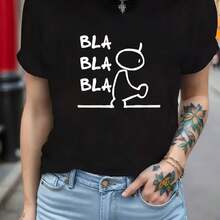 Camiseta unisex de manga corta, para mujerBlaBlaBlaCartaImprimirCamiseta-CortoMangaTripulaciónCuelloCompatible con blusaSuperiorconBlaBlaBlaTexto,MedianoEstiramientoInformalBlusaEstiloPrimaveraVeranoBlusaConjuntos de ropaMáquinaLavableBlusaRopaparaInformalAtuendo de jugadorashombre, , , Dazymujer,romwehombres, bohochic,maestrasregalos,camisetaparaconjuntos de mujercon curvasparamu,y2k, - Negro - Ver 1
