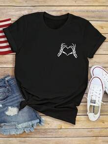 Camiseta de mujer para primavera y verano - Negro - Ver 1