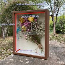 1pc Shadowbox Frame, High-Definition Glass Wooden Brown Hollow Photo Frame, Embossed Brown Frame, Shell Display Box, Pet Memorial Shadow Box - Walnut Wood Color - View 1