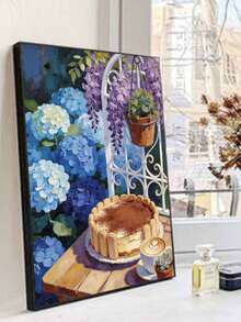 Kit de pintura digital de tarta de arándanos con lavanda y flor de margarita, 40x50cm/16x20 pulgadas, regalo de vacaciones - 40*50cm - Ver 6
