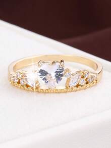 1 chiếc nhẫn hình trái tim đính đá Cubic Zirconia dành cho nữ - Nhiều màu - Xem 4