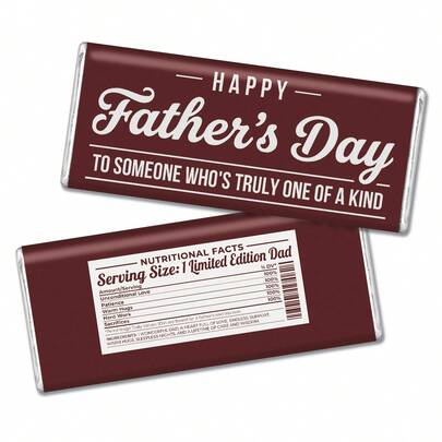 10pcs Happy Father's Day Chocolate Bar Label Stickers - Father's Day Chocolate Bar Wrappers Stickers, Holiday Party Decoration - Fun Limited Edition Dad Nutritional Facts Design Stickers