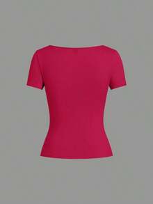 Set de 3 camisetas de punto para mujer, multicolor, camisetas básicas de primavera/verano para mujer, tops ajustados básicos, paquete de tops básicos, tops básicos para mujer, tops de ajuste ceñido, tops básicos, tops de mujer de cuello cuadrado, tops de verano para mujer, tops de manga corta para mujer, tops de verano para mujer, camisetas de mujer - Multicolor 6 - Ver 6