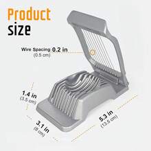 Cortador Multiusos de Aluminio con Alambre de Acero Inoxidable, Rebanador para Huevos Duros, Fresas y Todo Tipo de Frutas Blandas, Herramienta Resistente de Cocina - Gris - Ver 5
