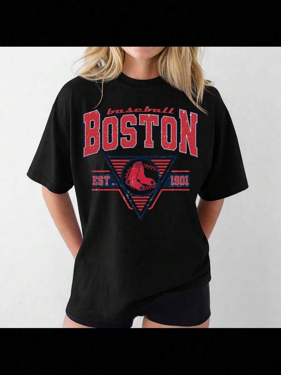 Retro Boston Baseball Shirt, Boston Shirt, Tshirt- Sweatshirt- Hoodie Crewneck, Baseball Fan Shirt - 黑色 - 查看 1