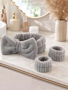 Bộ 3/2/1 món - Bộ băng đô và băng đeo cổ tay SPA bằng sợi microfiber cao cấp, băng đeo cổ tay thấm hút chống thấm nước, băng đô và băng đeo cổ tay SPA bằng mút xốp cho bé gái (băng đô nơ màu trơn + 2 băng đeo cổ tay trang trí), bộ băng đô và phụ kiện tóc cho mặt, phụ kiện tóc SPA trang điểm, băng đô làm sạch da mặt, băng đô trang điểm, băng đô chăm sóc da, băng đô mút xốp mềm mại, băng đô khăn bông mềm mại thấm hút. - Xem 22