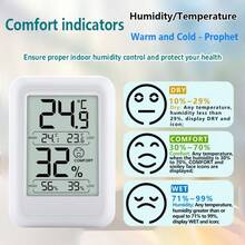 Termómetro multifuncional para interiores, reloj digital con temperatura y humedad para el hogar con pantalla retroiluminada - Ver 8