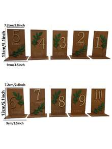 1-10 chiếc số bàn cưới bằng gỗ trang trí lá xanh, vật trang trí trung tâm bàn kèm đế, giá đỡ số bàn, dùng cho tiệc cưới, tiệc cô dâu và tiệc chiêu đãi. - Xem 5