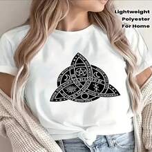 Women's Casual Cotton Round Neck Short Sleeve T-Shirt with Unique Graphic Print, Relaxed Fit - Blanco - Ver 1