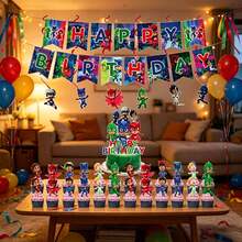 1 pieza Suministros de decoración para fiesta de cumpleaños con tema de superhéroe, bandera decorativa de fiesta, regalo para Año Nuevo, Día de San Valentín, Pascua [Estilo aleatorio] - Multicolor - Ver 2