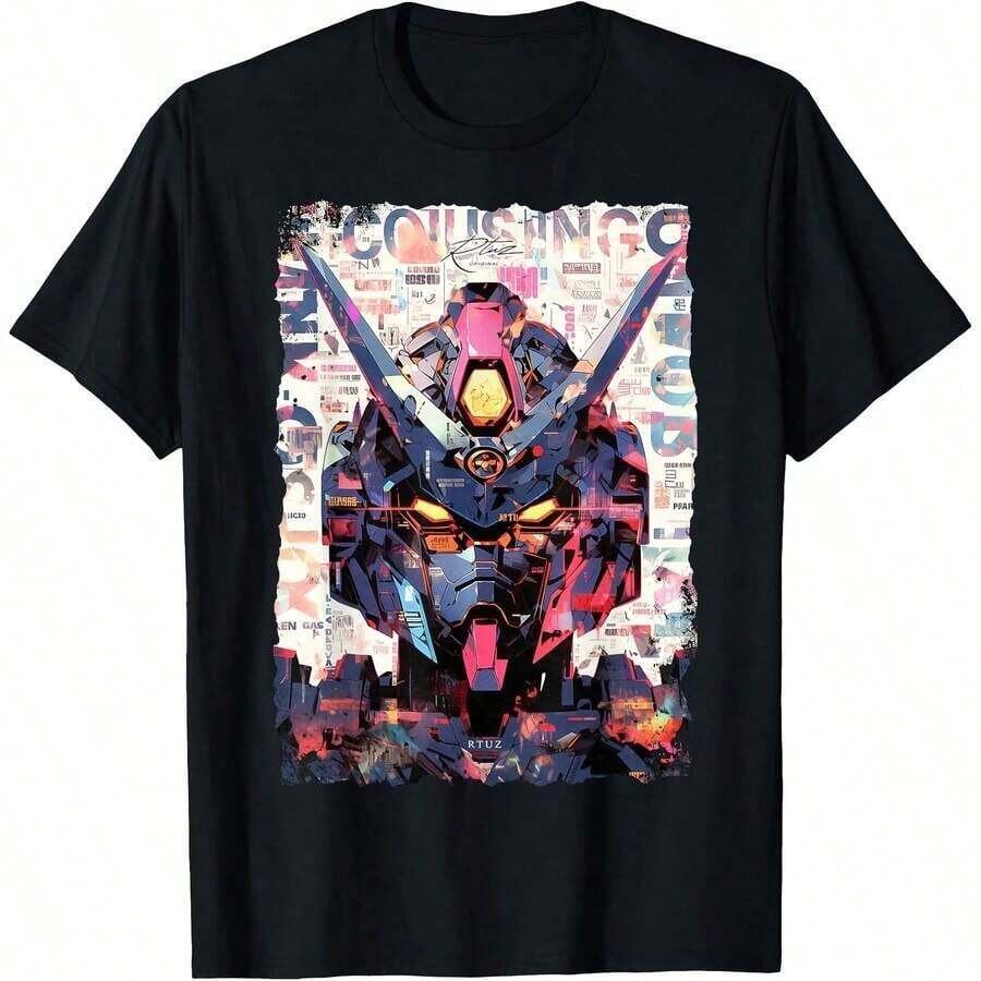 1 Piece Ramen Noodles Cat T-Shirt An Y2K Kawa Retro Cats Manga Anime For All Seasons, 100% Pure Cotton, One-Sided Print, Round Neck, Short Sleeve, Unisex, Base Layer, 180g, 100% Cotton, Designs Are Fully Printed. Unisex. - 顏色 8 - 查看 1