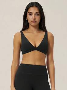 TimeOff 1pc Women V-Neck Backless Solid Color Workout Running Tank Top Sports - Black - View 8