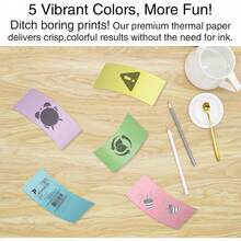 5 Rolls Of 57mm Color Premium Label Paper | Mini Printer Stickers For Folding - Multicolor - View 6