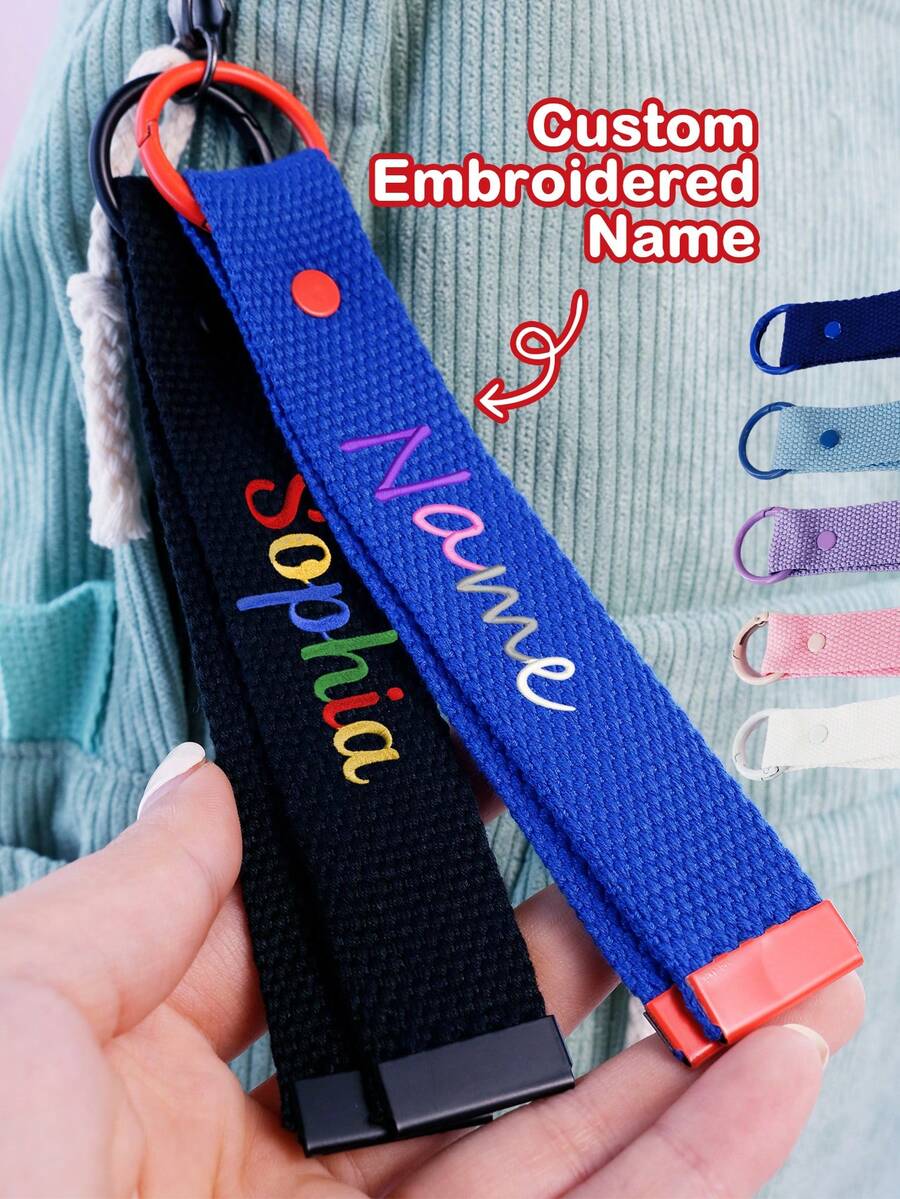 客製化刺繡姓名鑰匙圈,個性化字母鑰匙圈,極簡美學圖標設計包包掛飾,客製化姓名鑰匙圈 - 風格D - 查看 1