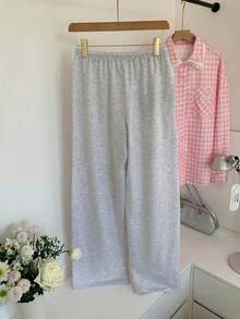 Pantalones Deportivos Holgados de Verano para Mujer con Lazo Frontal, Ropa Casual Diaria, Graduación, Maestra, Regreso a Clases - Gris - Ver 2