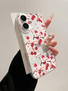 Custodia per telefono in stile Ins, morbida con fiori di ciliegio trasparenti e antiurto, adatta per iPhone 16/15/14, guscio morbido anti-caduta a copertura completa per iPhone 17/16/15/14/13/12/11/X/XS - Multicolore - Visualizzare 4