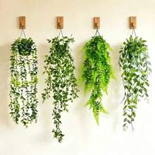 1pc/4pcs Hanging Greenery Set - Mandala Eucalyptus Artificial Flowers, Realistic Faux Vines, Plastic Indoor/Outdoor Hanging Decor, Suitable For Wedding/Office/Living Room/Balcony & Tabletop, Low Maintenance Artificial Plants (Planter Not Included) - Green - View 4