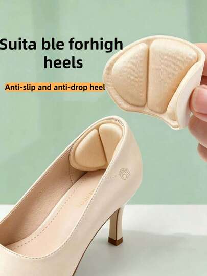 QKC 2pcs Women's High Heel Cushion Pads, Made Of Sponge Material, Sweat-Absorbent & Breathable - Comfortable Soft Anti-Chafing Heel Grips To Prevent Slipping