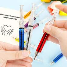 12pcs Retractable Multicolor Fun Syringe Shaped Pens, Suitable For Nurses, Nursing Students, School Supplies, Birthday, Christmas Stocking Stuffers And Toy Party Gifts (Black Ink) - A - View 2