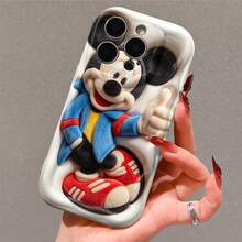 Disney Mickey Mouse Phone Case, Official Disney Mickey Mouse Character Design, Casual Mickey With Sneakers On Cream Background Protective Cover. Compatible With IPhone 17, 16, 15, 14, 13, 12, 11 Pro Series, Featuring Mickey In A Blue Jacket And Red Kicks Giving A Thumbs-Up, Perfect For Disney Fans And Streetwear Lovers To Showcase Their Favorite Character, Ideal For Birthdays, Holidays, Anniversaries, Graduation Gifts, Or Any Special Occasion To Surprise Family, Friends, Classmates, And Loved Ones. - 白色 - 查看 4
