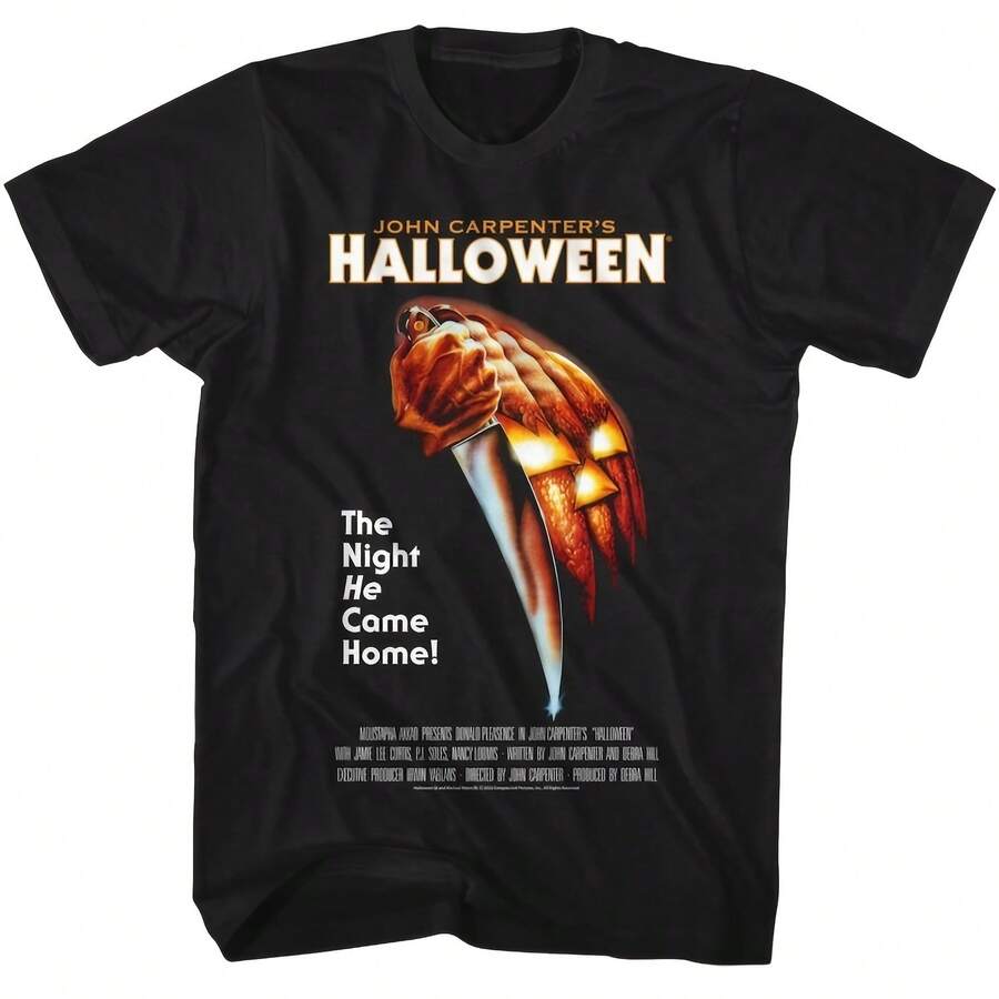 Halloweenie Poster Black T-Shirt220g heavyweight 100% cotton T-shirt. Butterfly print. Unisex sizing. Round neck inspirational T-shirt. Cute and beautiful Y2K-inspired summer top, perfect for the outdoors, home, work, or street wear. Casual, loose-fitting everyday T-shirt. - Negro - Ver 1