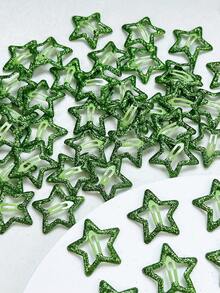 10 piezas de pinzas para el cabello con estrellas brillantes de colores, pinzas para el cabello que brillan en la oscuridad, pinzas para el cabello fluorescentes, conjunto de accesorios divertidos para el cabello para conciertos y eventos - Verde - Ver 3