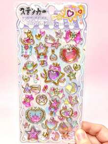 3D Gem-Shaped Stickers, Candy And Magic Wand Diamond Stickers, Reusable Decorative Decals. Suitable For Notebooks, Water Bottles, Skateboards, Etc. Perfect As Gifts And Reward Decorations. - Multicolor - View 9