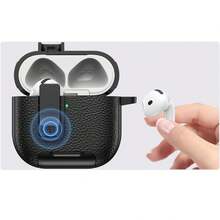 1個 Airpodspro3 蘋果無線藍牙耳機保護殼 Airpods4 皮革紋理 鎖扣式 支架軟保護套 - 彩色 - 查看 3