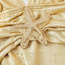 MOD Starfish Decor Metallic Backless Halter One-Piece Swimsuit, Vacation & Beach, Spring/Summer Outfit, Beach Outfit, Holiday Outfitst, Vintage, Western Wear Women, Sparkling Swimsuit, Suitable For Beach & Vacation - Dorado - Ver 6