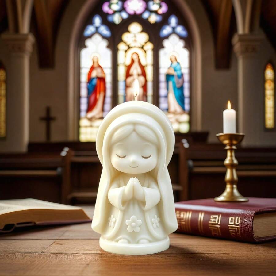 1pc Prayer Angel Mold, Multipurpose Reusable And Easy Demold | Candle Making Mold, Suitable For Epoxy Resin And Clay Crafts As Baptism Gifts - White - View 1
