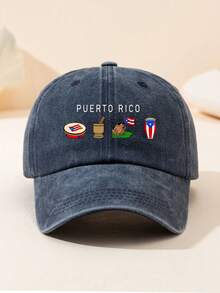Women's Puerto Rico Style Graphic Print Baseball Cap, Vintage Washed Distressed Baseball Hat, Adjustable Outdoor Sun Protection Cap, Casual Hat For All Seasons, Truck Driver Cap, Youth Cap, Beach Hat, Soft And Comfortable (Multiple Color Options) Suitable For Daily Use And Sports,Holiday,Travel - Puerto Rico Style 2 - View 7