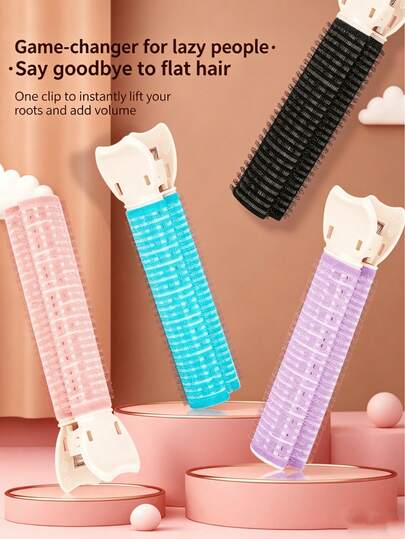 3pcs Fluffy Hair Clips, High Root Front Hair Hoops, Curling Iron, Suitable For Valentine's Day, Wedding Bride Accessories, Women Beach Accessories And Travel Essentials