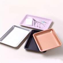 1 Stück Edelstahl quadratische große Nagelpflege Werkzeug Ablage, Maniküre Pinsel Aufbewahrung quadratische Ablage, Dekoration, Make-up, Dental, Tattoo Metall Aufbewahrungsablage, stapelbare Make-up Ablage - Verschiedenfarbig - Übersicht 3
