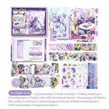 Twilight Iris Planner Gift Set, Floral Planner Notebook A6 Grid Notebook, DIY Sticker Material Stationery Set - 1 Set - View 13
