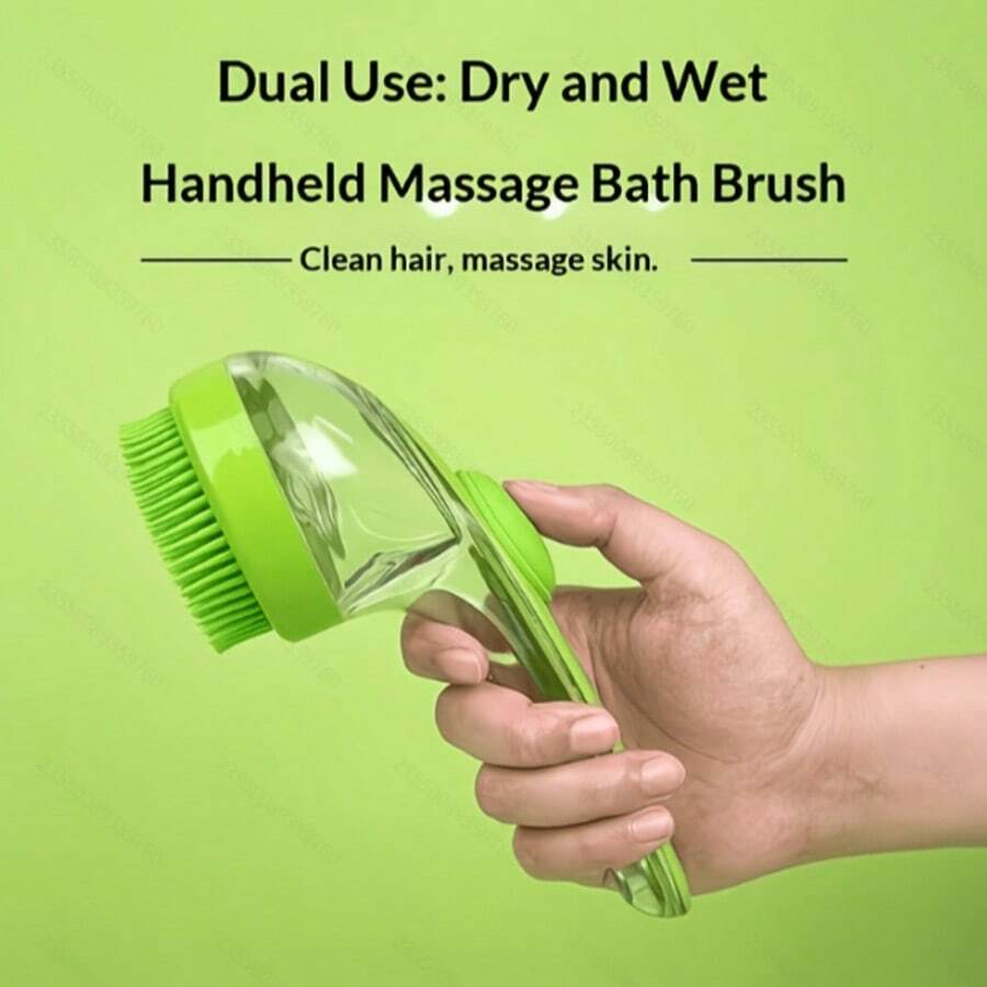 2-In-1 Yellow & Green Pet Grooming Brush, Easy Lather For Cats And Dogs Bathing - Yellow - View 1
