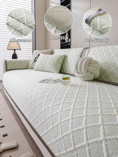 1 Tấm phủ ghế sofa dệt kim đơn giản, màu trơn, thoáng mát, chống trượt, chống trầy xước và chống bám bẩn do thú cưng, đệm ngồi dùng được cả bốn mùa, phù hợp với ghế sofa 1-4 chỗ, có thể giặt máy, thảm trang trí cho phòng khách và phòng ngủ.