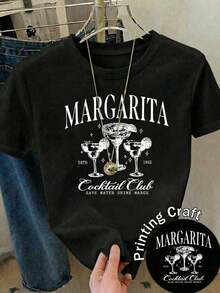 Nueva llegada 2026: camiseta de manga corta con cuello redondo para mujer. Hecho de 100% algodón puro con un corte holgado. Diseño casual y versátil con estampados, una prenda esencial en el armario. Perfecto para el transporte diario, citas informales y moda urbana. - Negro - Ver 1