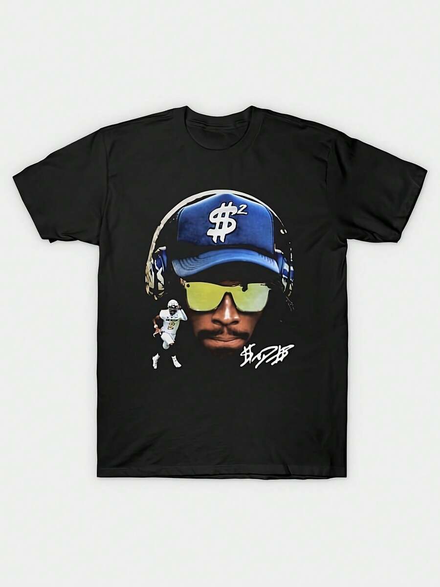 Camiseta unisex con diseño de Scheidel Sanders - Con un diseño icónico de auriculares y gafas elegantes, camiseta deportiva y casual de peso pesado, top deportivo transpirable para todas las estaciones, adecuada para atletas, entrenadores y días de competición - Ropa deportiva negra lavable a máquina, camiseta de gimnasio de manga corta, tela de elasticidad media, material duradero, estilo urbano, imprescindible para los entusiastas del fitness.camisa blusa casual mujer blusa elegante mujer ofertas conjunto de mujer chamarras para dama playeras deportivas para mujer top deportivo mujer top de mujer  flash oferta - Negro - Ver 1
