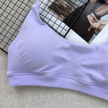 Women's High-Intensity Seamless Gather Sports Bra, Yoga Camisole - Mauve Purple - View 4
