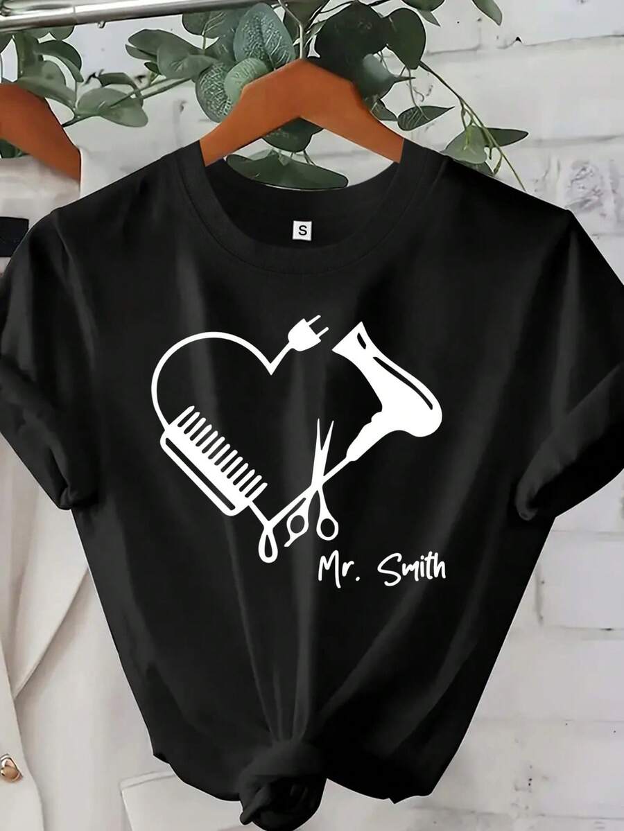 [Producto Personalizado]Camiseta personalizada con el nombre de un peluquero, Camiseta de Estilista, Regalo para Estilista, Camiseta Divertida de Estilista, Camiseta de Cosmetóloga, Regalo para Peluquero - Negro - Ver 1
