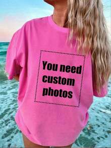 Personalized Gift, Women's Cat-Themed T-Shirt, Print Your Exclusive Slogan, Add Your Own Text/Image (Badge Pattern/Company Logo/Family Photo/Selfie). , Hippie, Casual, Minimalist Style. Personalized And Unique Men's Clothing, Minimalist Wardrobe, Basic/Urban Men's Wear. Ideal Gift For Boyfriend, Family, Friends, Suitable For Birthdays, Holidays, School/Competition, Sports/Climbing, Also Suitable For Autumn Fashion, Urban Events. Black/Summer - 玫紅色 - 查看 9