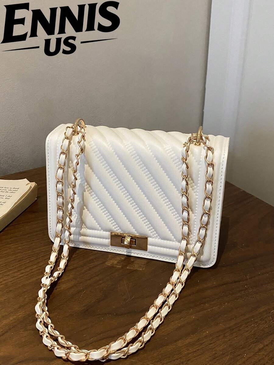 2024 New Korean Fashion Embossed Rhombus Letter Casual Handbag, Netizen Simple Shoulder Crossbody Square Bag For Women