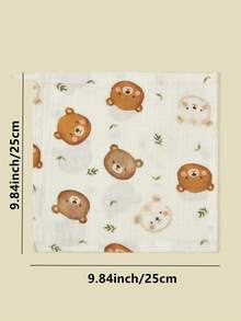 Bộ 5 chiếc yếm ăn cho bé bằng vải cotton mỏng in hình hoa và động vật hoạt hình, khăn ăn, khăn lau nước bọt. - Nhiều màu - Xem 5