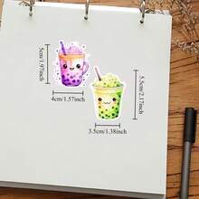 18pcs/Set New Cute Cartoon Watercolor Milk Tea & Breakfast Food Flat Stickers, Multipurpose Decorative Stickers, Suitable For Scrapbooking, Phone Case & Cup DIY Decoration, Self-Adhesive, Matte Paper, Disposable School Supplies - Grid - View 5