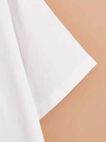 1 pieza de camisa espacial para mujer - Blusa de manga corta con diseño de gatito adorable, top casual de cuello redondo para primavera y verano con estampado de gato atigrado y temática espacial, lavable, 180g, 100% algodón. - Blanco - Ver 5