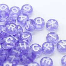 100/200/500颗 4x7mm 透明红色字母珠，亚克力材质，适用于DIY珠宝、手链、项链和工艺品制作 - 紫色 - 查看 8