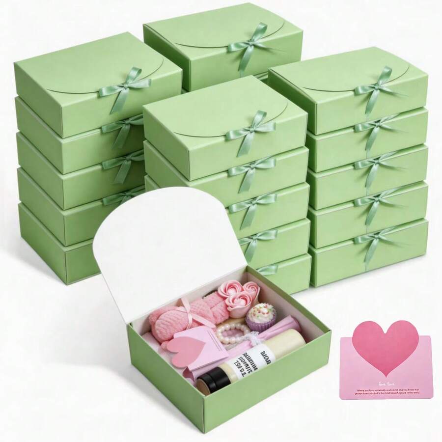 2/6/10 Pcs Bridesmaid Proposal Box With Ribbon, 10.6 X 8 X 3.15 Inch Gift Boxes With Lids Paper Gift Boxes For Wedding Baby Shower Birthday Party Present Packaging(Green) - Pure Green - View 1