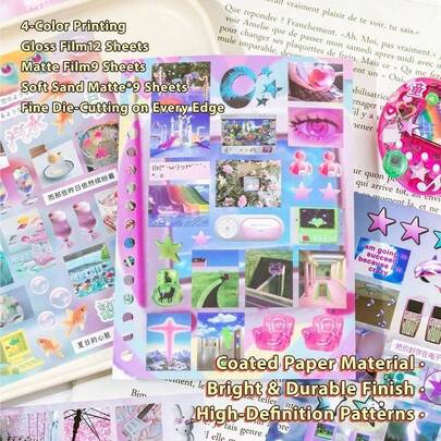 30pcs/Set Retro Style Sticker Book, Versatile Scrapbooking Material For Diary, Notebook DIY Decoration, Back To School Stickers