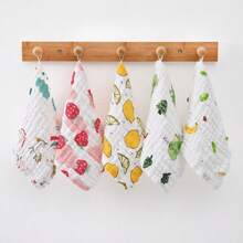 Yue Ye 3/5pcs Random Pattern 6-Layer Gauze Pure Cotton Square Baby Face Washcloth & Drool Bib, Soft & Comfortable Skin-Friendly, Halloween Gift For Baby - Multicolor - View 3